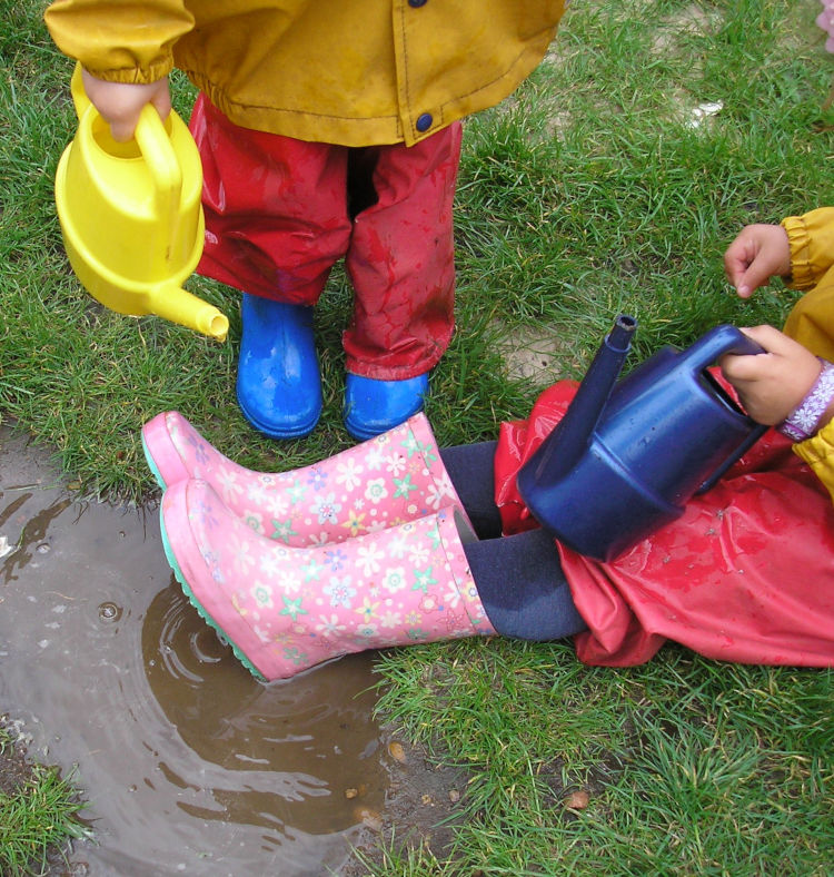 Child with wellies on